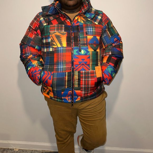 Polo Ralph Lauren AZTEC PATCHWORK RIPSTOP Puffer Jacket Big & Tall Size 2XB - Picture 9 of 10